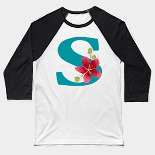 Fonts n Flowers Letter S by MarcyBrennanArt Baseball T-Shirt